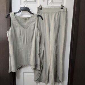 Soft Surroundings Desert Sage Siesta Key Gauze 100% Cotton Tank And Pant Set. XS